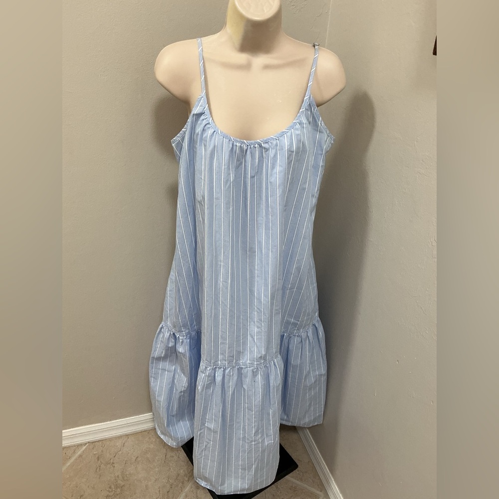 Jonathan Simkhai Paloma Midi Dress in blue striped size large